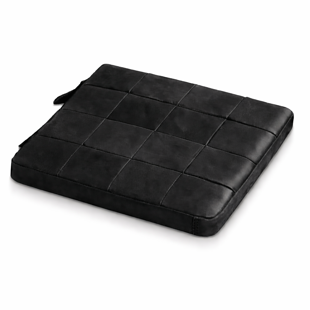 Agafay Souk Black Square Woven Leather Chair Pad