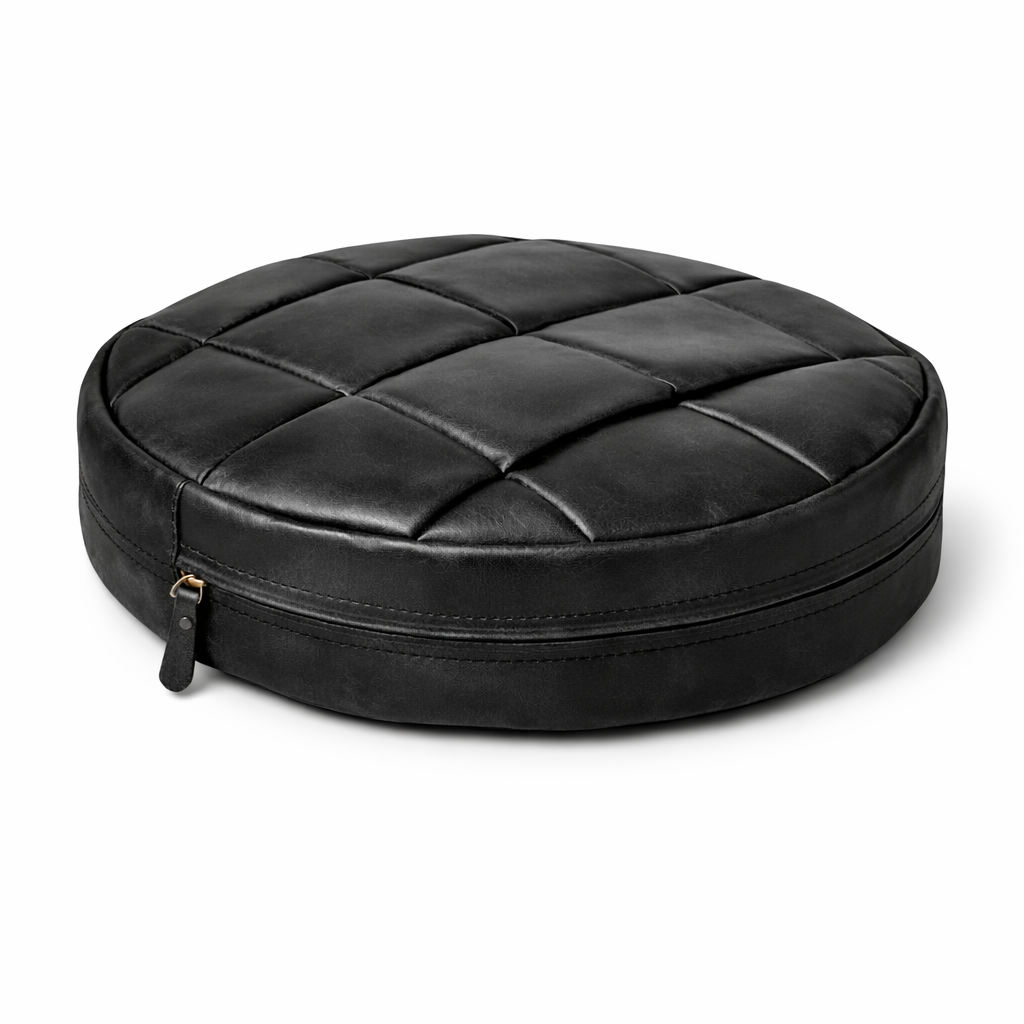 Agafay Souk Black Woven Leather Chair Pad