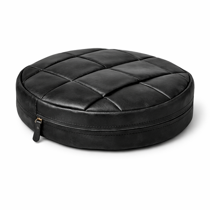 Agafay Souk Black Woven Leather Chair Pad