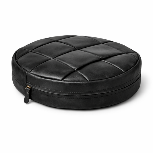 Agafay Souk Black Woven Leather Chair Pad