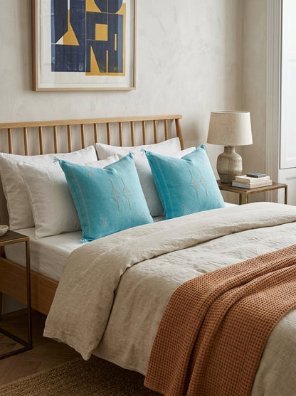 Agafay Souk Blue Cactus Silk Pillow