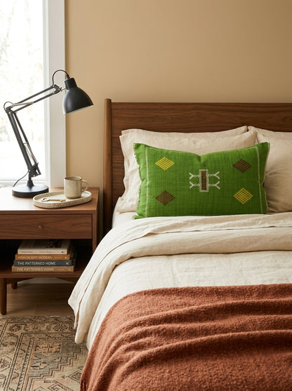 Agafay Souk Bright Olive Cactus Silk Lumbar Pillow