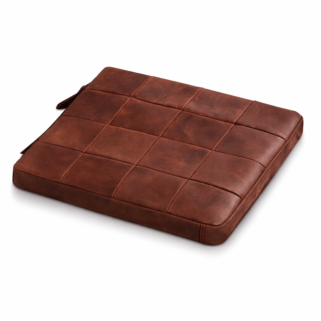 Agafay Souk Brown Square Woven Leather Chair Pad