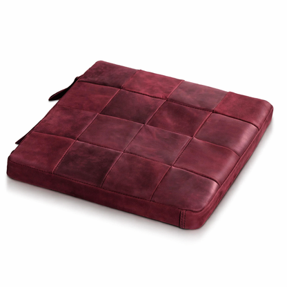 Agafay Souk Burgundy Square Woven Leather Chair Pad