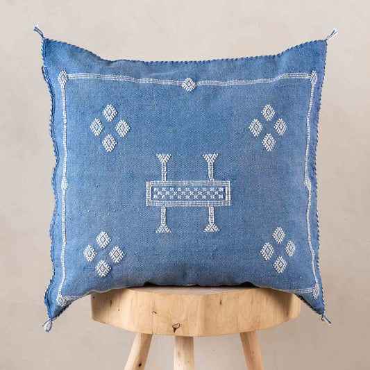 Agafay Souk Cactus Silk Pillow – Atlas Blue