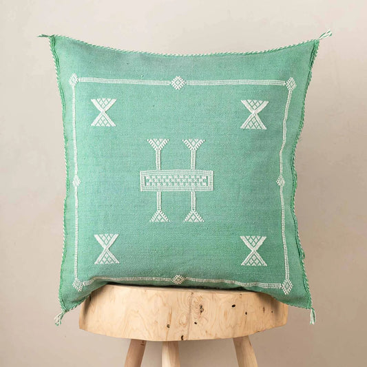 Agafay Souk Cactus Silk Pillow – Mint Oasis