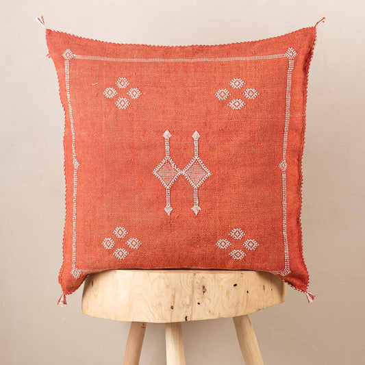 Agafay Souk Cactus Silk Pillow – Sunset Ochre