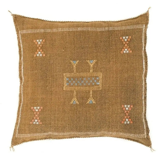 Agafay Souk Brown Cactus Silk Pillow