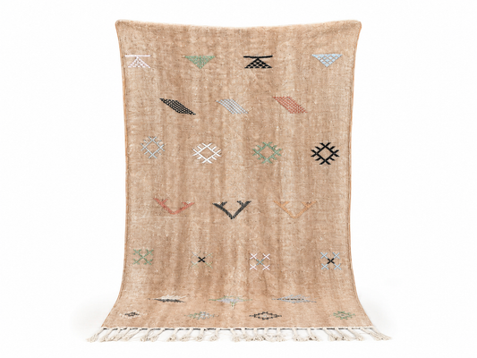 Agafay Souk Camel Desert Boho Flatweave Cactus Rug