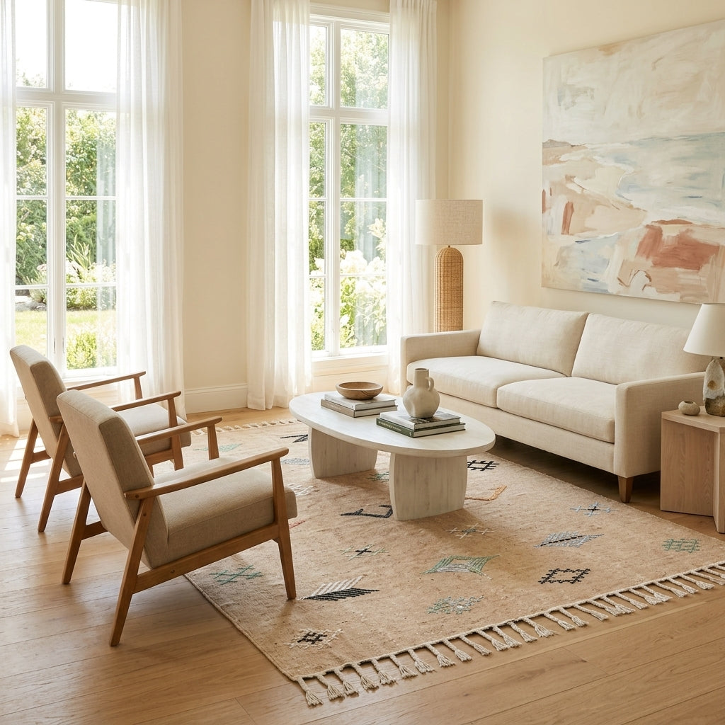 Agafay Souk Camel Desert Boho Flatweave Cactus Rug
