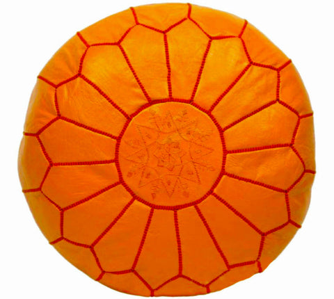 Casbah Marigold Moroccan leather Ottoman Pouffe