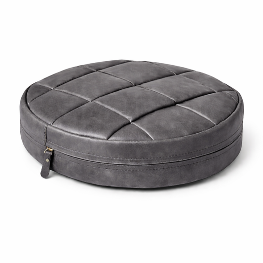 Agafay Souk Charcoal Grey Woven Leather Chair Pad