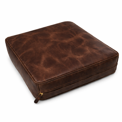 Agafay Souk Dark Brown Square Smooth Leather Chair Pad