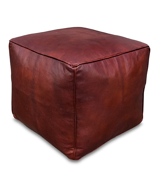 Dune Rouge Square Moroccan Leather Ottoman