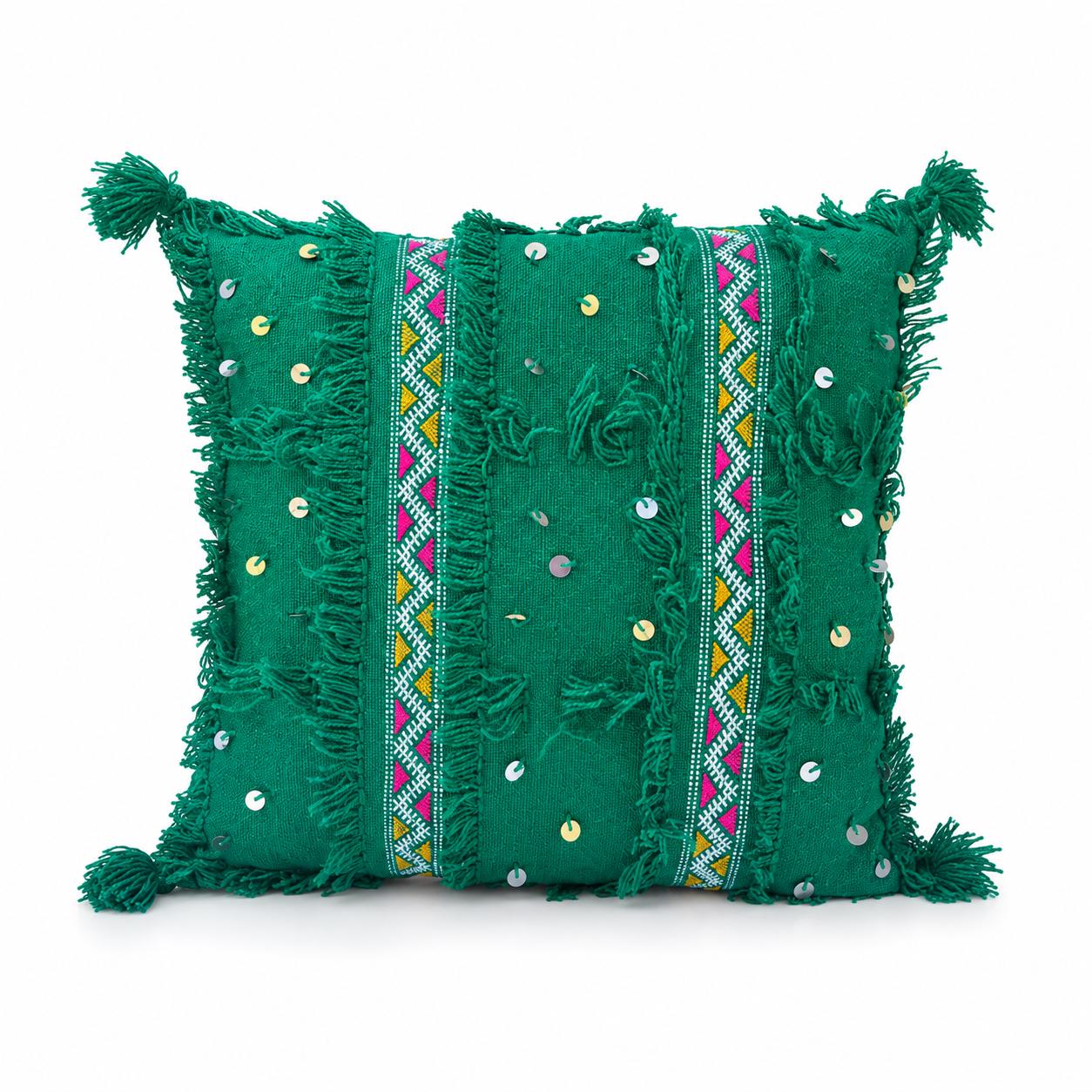 Emerald Green Handira Pillow Cover