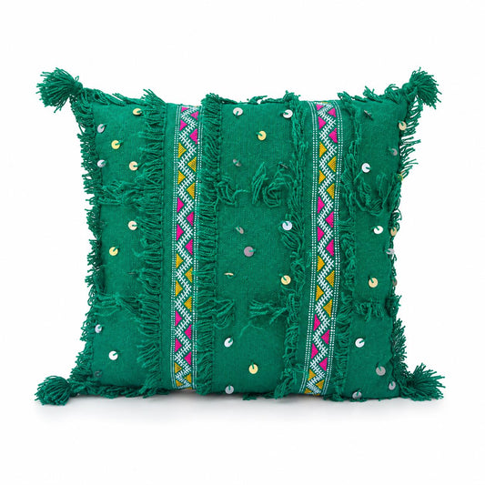 Emerald Green Handira Pillow Cover
