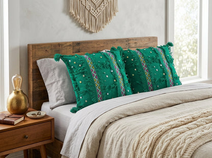 Emerald Green Handira Pillow Cover