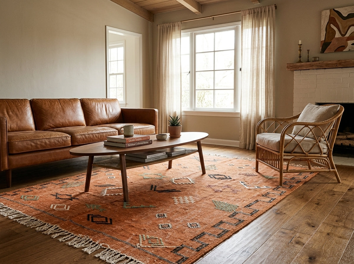 Agafay Souk Faded Terracotta Geometric Cactus Rug
