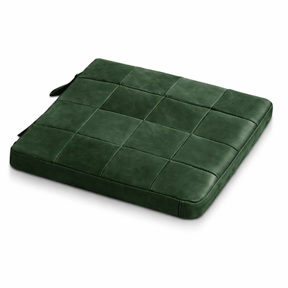 Agafay Souk Forest Green Square Woven Leather Chair Pad
