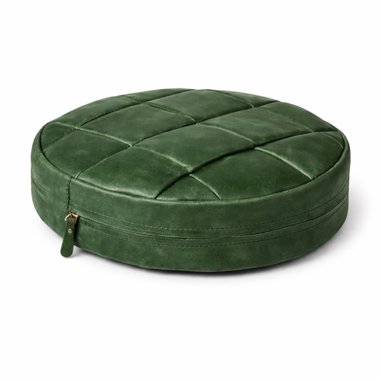 Agafay Souk Forest Green Woven Leather Chair Pad