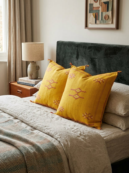 Agafay Souk Golden Medina Cactus Silk Pillow