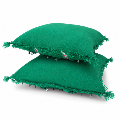 Emerald Green Handira Pillow Cover