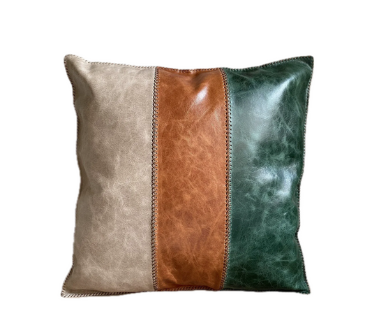 Agafay Souk Heritage Stripe Leather Pillow