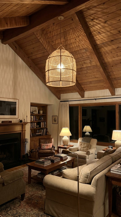 Agafay Souk Lunar Arch Raffia Pendant Lamp