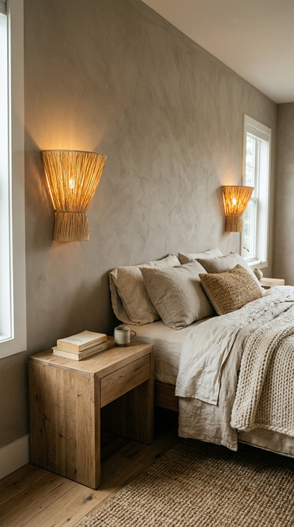 Agafay Souk Lustre Torch Raffia Sconce