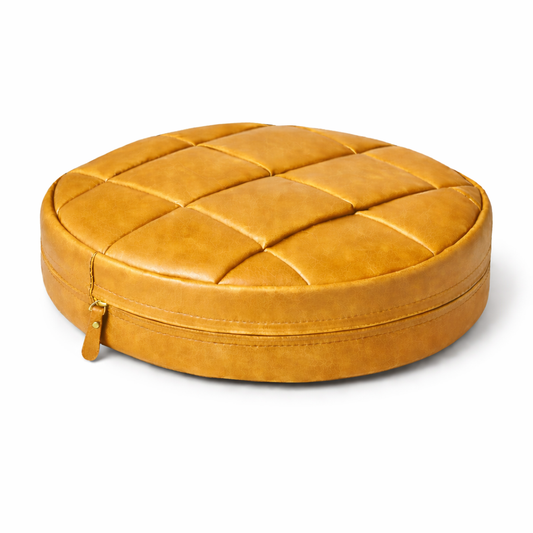 Agafay Souk Mustard Yellow Woven Leather Chair Pad