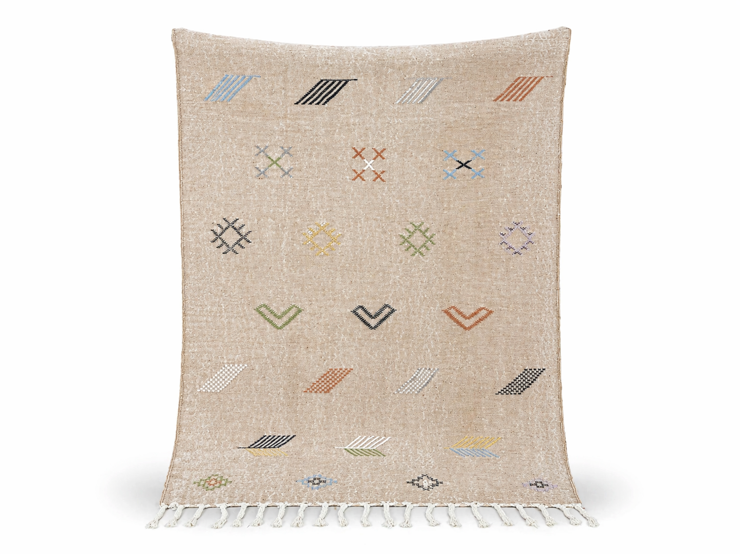 Agafay Souk Muted Sand Earthy Boho Cactus Rug