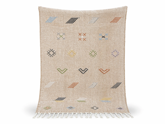 Agafay Souk Muted Sand Earthy Boho Cactus Rug
