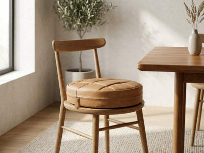 Agafay Souk Natural Tan Woven Leather Chair Pad