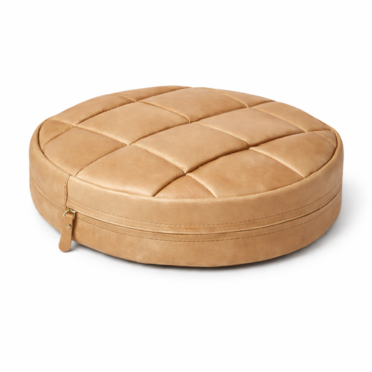 Agafay Souk Natural Tan Woven Leather Chair Pad