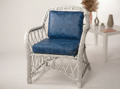 Agafay Souk Navy Blue Square Smooth Leather Chair Pad