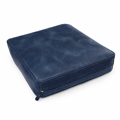 Agafay Souk Navy Blue Square Smooth Leather Chair Pad