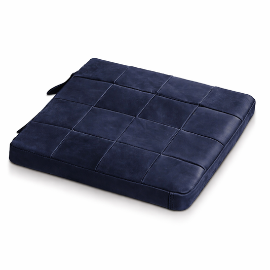 Agafay Souk Navy Blue Square Woven Leather Chair Pad