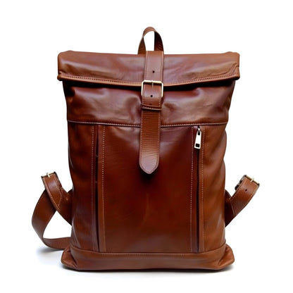 Agafay Souk Nomad Leather Rolltop Backpack