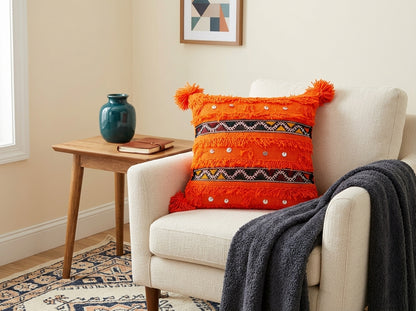 Orange Handira Pillow Cover