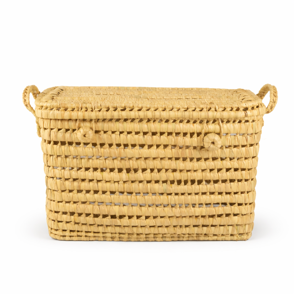 Agafay Souk Palm Leaf Lidded Storage Basket