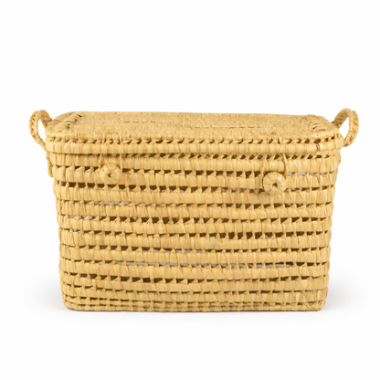 Agafay Souk Palm Leaf Lidded Storage Basket