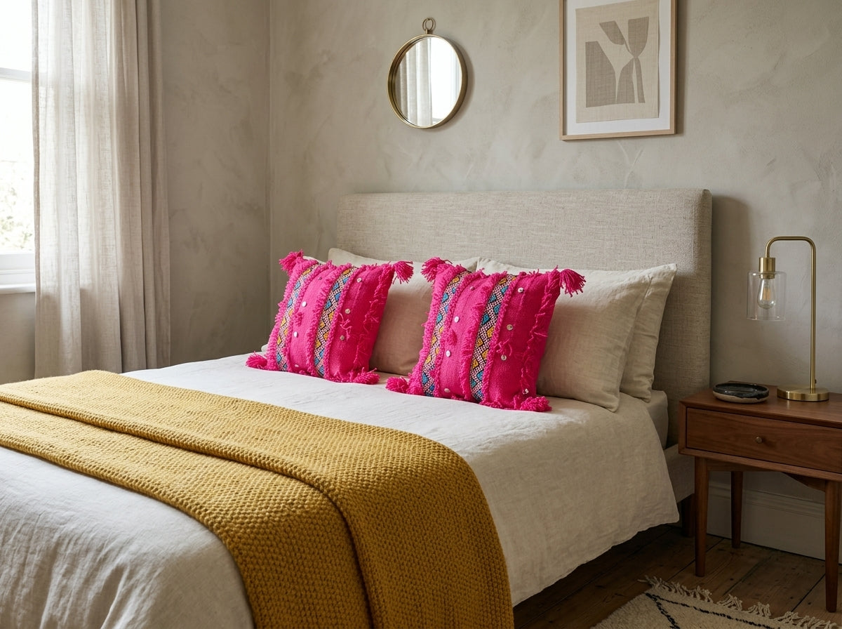 Pink Handira Pillow Cover