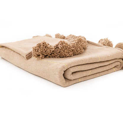 Agafay Souk Pom Pom Blanket Brown