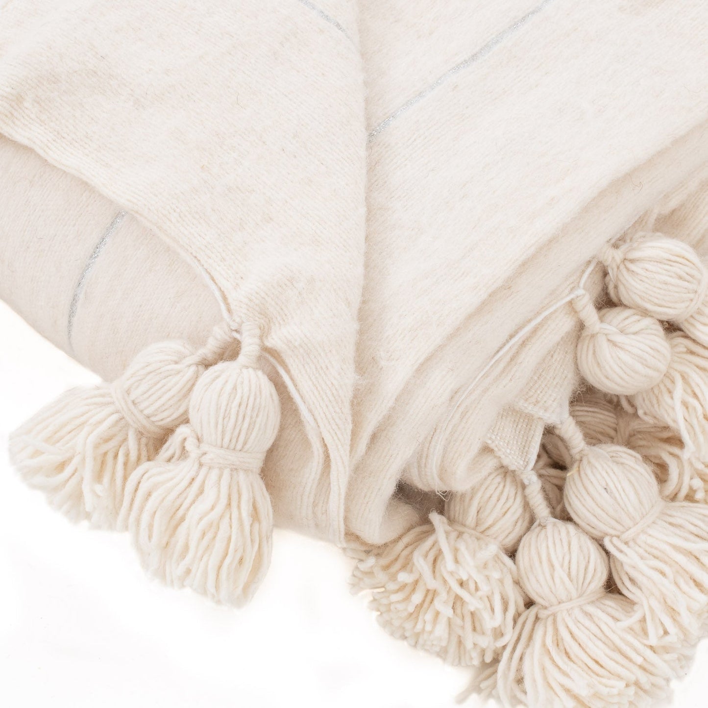 Agafay Souk Pom Pom Blanket Natural
