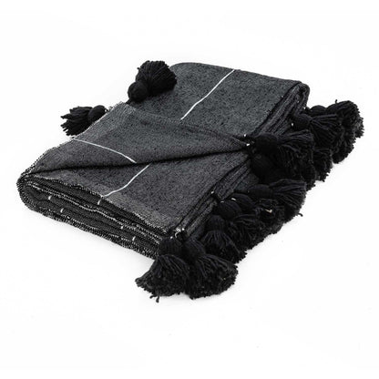 Agafay Souk Pom Pom Blanket Black