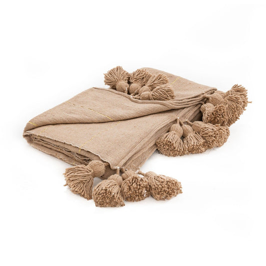 Agafay Souk Pom Pom Blanket Brown