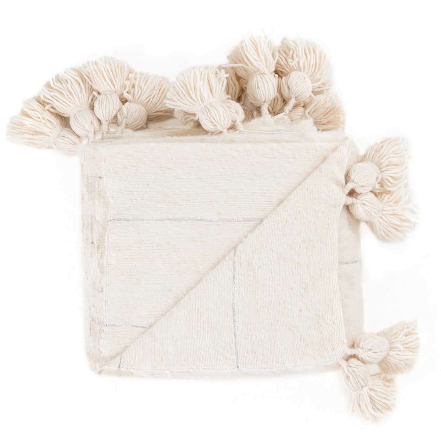 Agafay Souk Pom Pom Blanket Natural