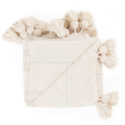 Agafay Souk Pom Pom Blanket Natural