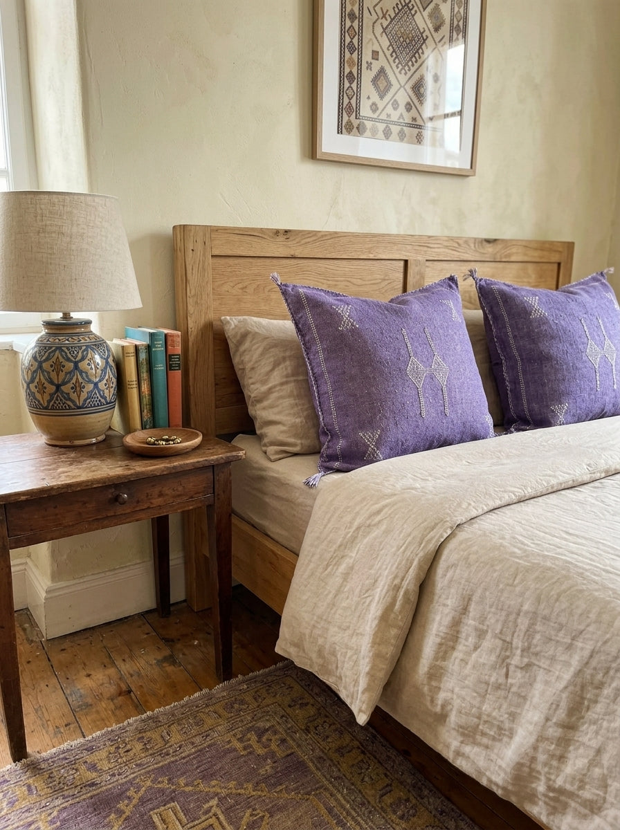 Agafay Souk Purple Cactus Silk Pillow
