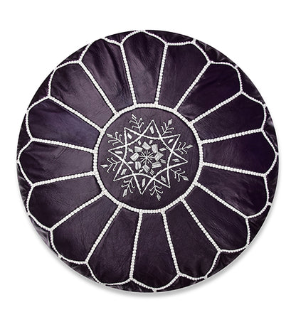 Purple Moon Moroccan leather Ottoman Pouffe